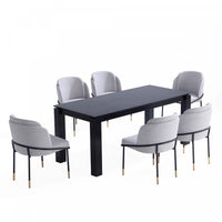 Flor and Rockaway Modern Industry Chic 7-Piece Dining Set in Gray and Black 