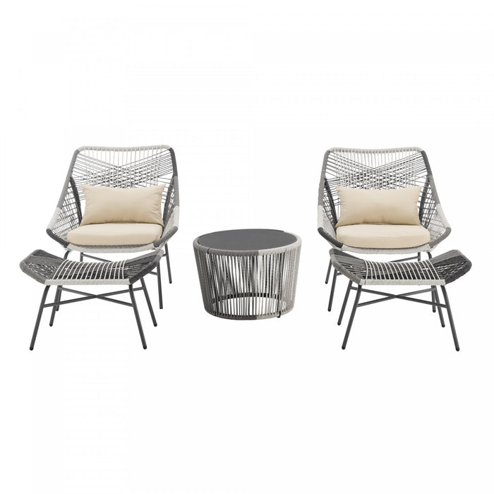 Ashland Modern 5-Piece Conversation Set in Cream