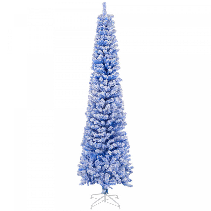 Homcom Snow Flocked Pencil Christmas Tree Slim Artificial Christmas Tree