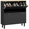 HOMCOM Narrow Shoe Storage Cabinet with Adjustable Shelves, Black
