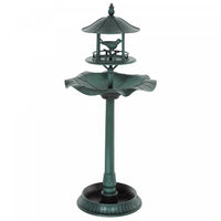 Outsunny 3-in-1 Garden Bird Bath Bowl Pedastal with Bird Feeder, Green