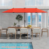 Costway 13 FT Large Patio Umbrella with LED Solar Lights Crank Handle 12 Heavy-Duty Ribs Orange