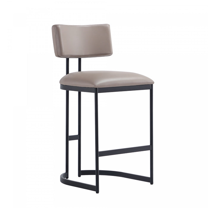 Juno Contemporary Modern Vegan Leather Metal Counter Stool in Taupe