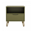 Avira Mid-Century Modern 20\" Nightstand in Olive Green (1-Drawer)