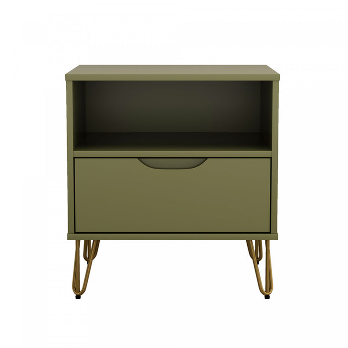Avira Mid-Century Modern 20\" Nightstand in Olive Green (1-Drawer)