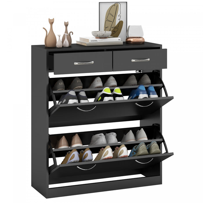HOMCOM Entryway Shoe Cabinet with 2 Flip Drawers for 12 Pairs of Shoes