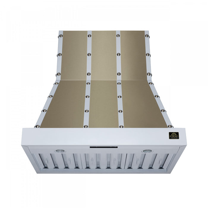 Forno Ambassador 36\" Range Hood, White, 427 CFM, 3 speeds, Remote Control - FRHWM5099-36CPWHT