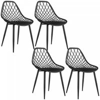 HOMCOM Plastic Dining Chairs Set of 4 Kitchen Chairs, Black