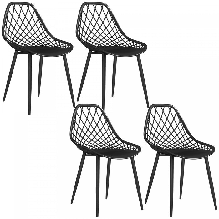 HOMCOM Plastic Dining Chairs Set of 4 Kitchen Chairs, Black