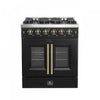 Forno Galiano 30\" Black Gas Range, 4.32 cu.ft- FFSGS6444-30BLK