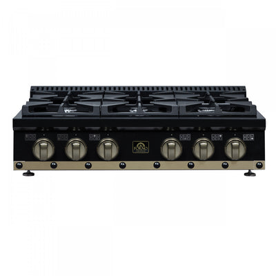 Forno Ambassador 36" Gas Cooktop, Black, 6 burners-FCTGS5799-36CPBLK | Table de cuisson au gaz Ambassador 36 po, noire, 6 bruleurs – FCTGS5799-36CPBLK
