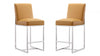 Element Modern Metal Upholstered Counter Stool in Camel - Set of 2