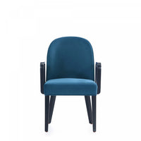 Hillman Modern Wood Upholstered Armchair in Blue Dining Chair