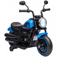 Aosom Kids Motorcycle, 6v Electric Motorcycle With Training Wheels, Foot Pedal, Headlight, Music, Forward/reverse, Single-button Start, Toddler Ride On Toy For 18+ Months, Blue