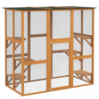 Pawhut Large Outdoor Catio Enclosure, Weatherproof Cat House With Asphalt Roof, Wooden Cat Patio Cag