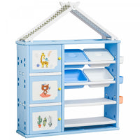 Qaba Kids Toy Organizer And Storage Book Shelf With Shelves, Storage Cabinets, Storage Boxes, And St