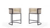 Cosmopolitan Mid-Century Modern Metal Upholstered Counter Stool in Cream - Set of 2 Bar Stool