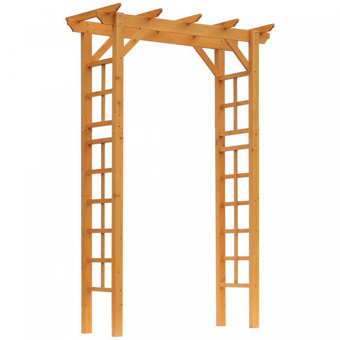 Outsunny 85\" Wooden Garden Arbour For Wedding And Ceremony, Outdoor Garden Arch Trellis For Climbing Vines, Orange