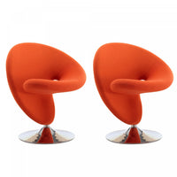 Curl Modern Wool Blend Swivel Lounge Chair in Orange - Set of 2 