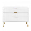 Dumbo Modern 35\" Fluted Dresser in White (3-Drawer)