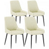 HOMCOM Dining Chairs Set of 4, Kitchen Chairs with Steel Legs, Cream White