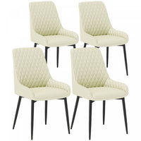 HOMCOM Dining Chairs Set of 4, Kitchen Chairs with Steel Legs, Cream White
