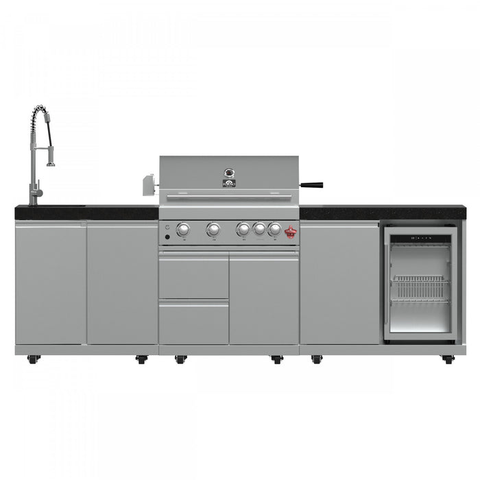 FORNO Bulnes Outdoor Kitchen 60,000 BTU Stainless Steel BBQ with Black Granite Countertops - FODKT2506BLK