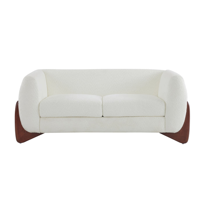 Lillian Solid Wood Modern Boucle Upholstered Loveseat Comfort Seating,Beige