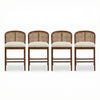 Tatti Rubber Wood Counter Stools with Cane Back Set of 4,Walnut | Tatti – Lot de 4 tabourets de comptoir en bois d’hevea avec dossier en cannage, finition noyer