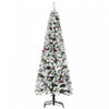 Homcom 6ft Snow Artificial Christmas Tree With Pine Cone, Red Berry