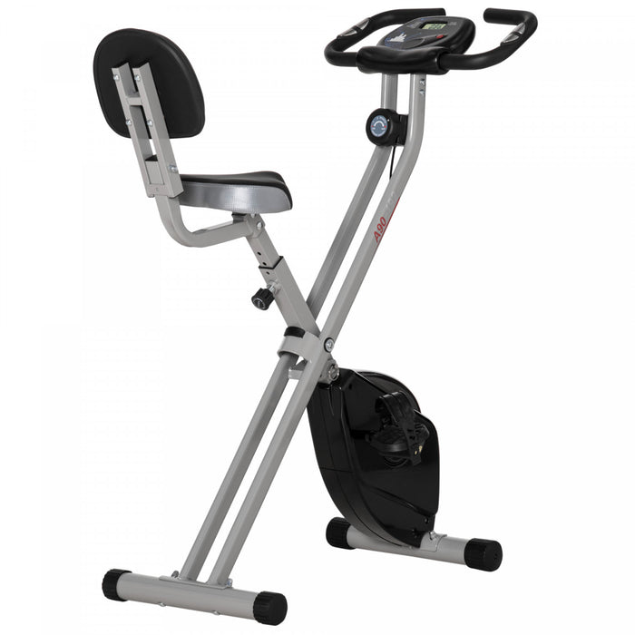 Soozier Foldable Exercise Bike With 8 Levels Of Magnetic Resistance, Indoor Stationary Bike, X Bike, Lcd Monitor, For Cardio Workout, Black