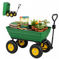 Outsunny Garden Dump Cart Heavy Duty 440lbs Wagon with Steel Frame and 12