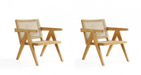 Hamlet Industry Chic Cane Back Wood Accent Armchair in Natural - Set of 2 