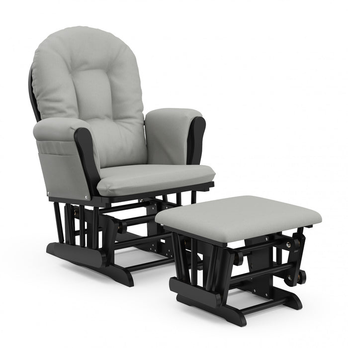 Storkcraft Hoop Glider and Ottoman - Black/Light Gray