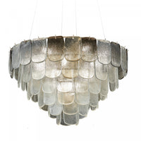 Bianca 19 Light Chandelier, Polished Nickel, Crystalline Smoke With Piastra Type Glassware Lamp 
