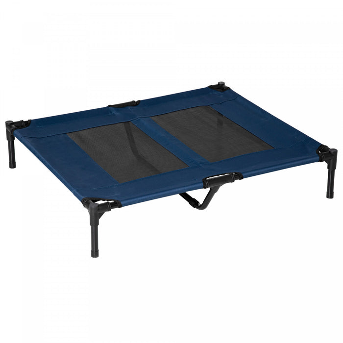 Pawhut Elevated Dog Bed, Dog Cot Bed, Cooling Raised Pet Cot Indoor Outdoor With Washable Breathable Mesh, Non-slip Plastic Feet, 36\" X 30\", Blue