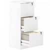 HOMCOM 3 Drawer File Cabinet Fluted Vertical Filing Cabinet with Lock White