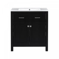Baker 30 Inch Modern Bathroom Vanity with Ceramic Sink & Storage Cabinet, Black 