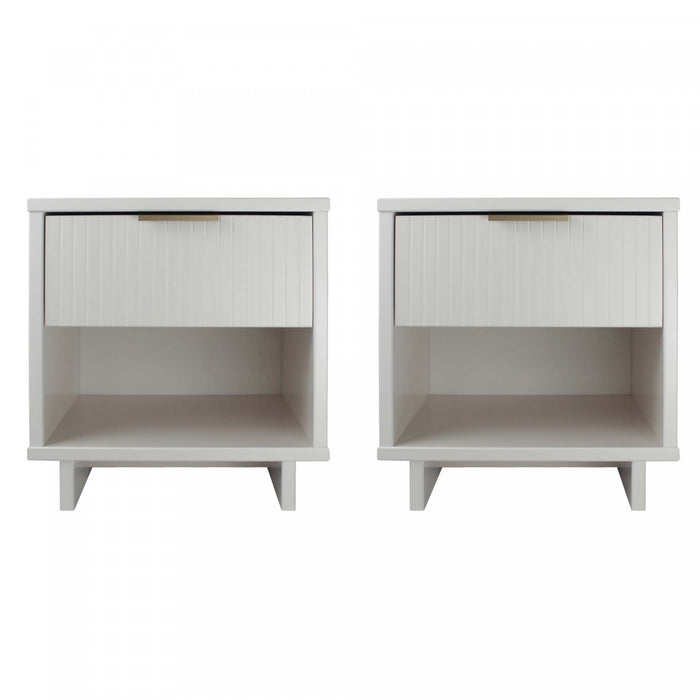 Granville Modern 18\" Nightstand in White (1-Drawer) - Set of 2