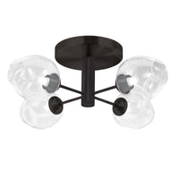 Dainolite Abii 4 Light Semi-flush Mount Matte Black Finish Clear Glass Lamp