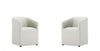 Anna Round Modern Vegan Leather Armchair in Stone Gray - Set of 2