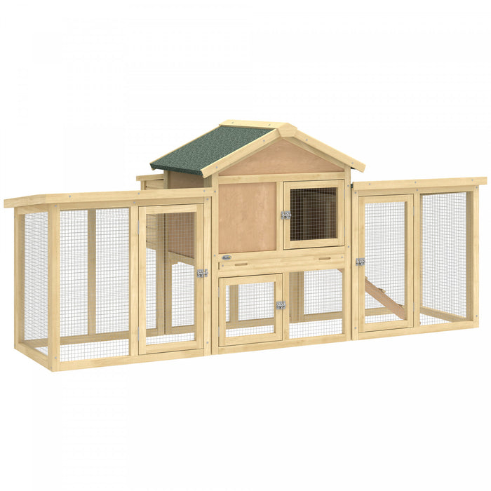 PawHut 80\" Chicken Coop, Wooden Hen House Large Rabbit Hutch Poultry Cage Pen with Nesting Box, Run, Ramp, Drawer, for Outdoor Backyard Garden