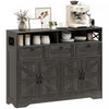 HOMCOM Sideboard, Buffet Cabinet with 4 Barn Doors and 3 Drawers Dark Brown