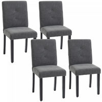HOMCOM Corduroy Upholstered Dining Chairs Kitchen Chairs Set of 4 Dark Grey