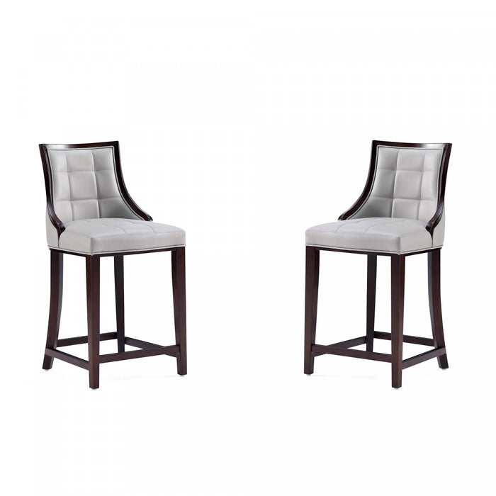 Fifth Avenue Traditional Wood Upholstered Counter Stool in Light Gray - Set of 2