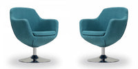 Caisson Modern Upholstered Swivel Lounge Chair in Teal - Set of 2 