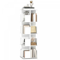 HOMCOM 4 Tier Rotating Bookshelf 360° Revolving Bookcase with Cubbies White