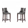 Emperor Traditional Wood Upholstered Barstool in Graphite - Set of 2