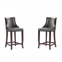 Emperor Traditional Wood Upholstered Barstool in Graphite - Set of 2 