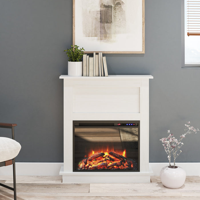 Ameriwood Home Ellsworth Electric Fireplace with Mantel - White